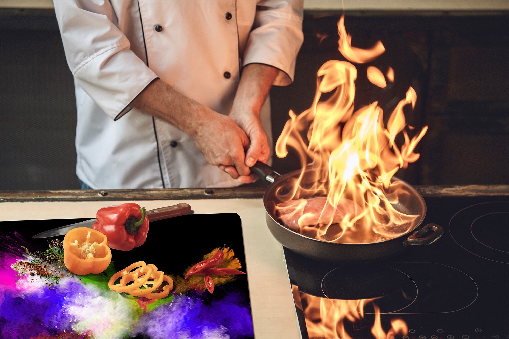 Tabla de cortar - Cubierta de la placa de inducción D04 Serie Bebidas: Cerezas 7