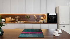 Chopping Board - Induction Cooktop Cover - Glass Cutting Board – Impact & Shatter Resistant – MEASURES: SINGLE: 60 x 52 cm; DOUBLE: 2 x 30 x 52 cm; D42 Modern Art Series : Neon Night