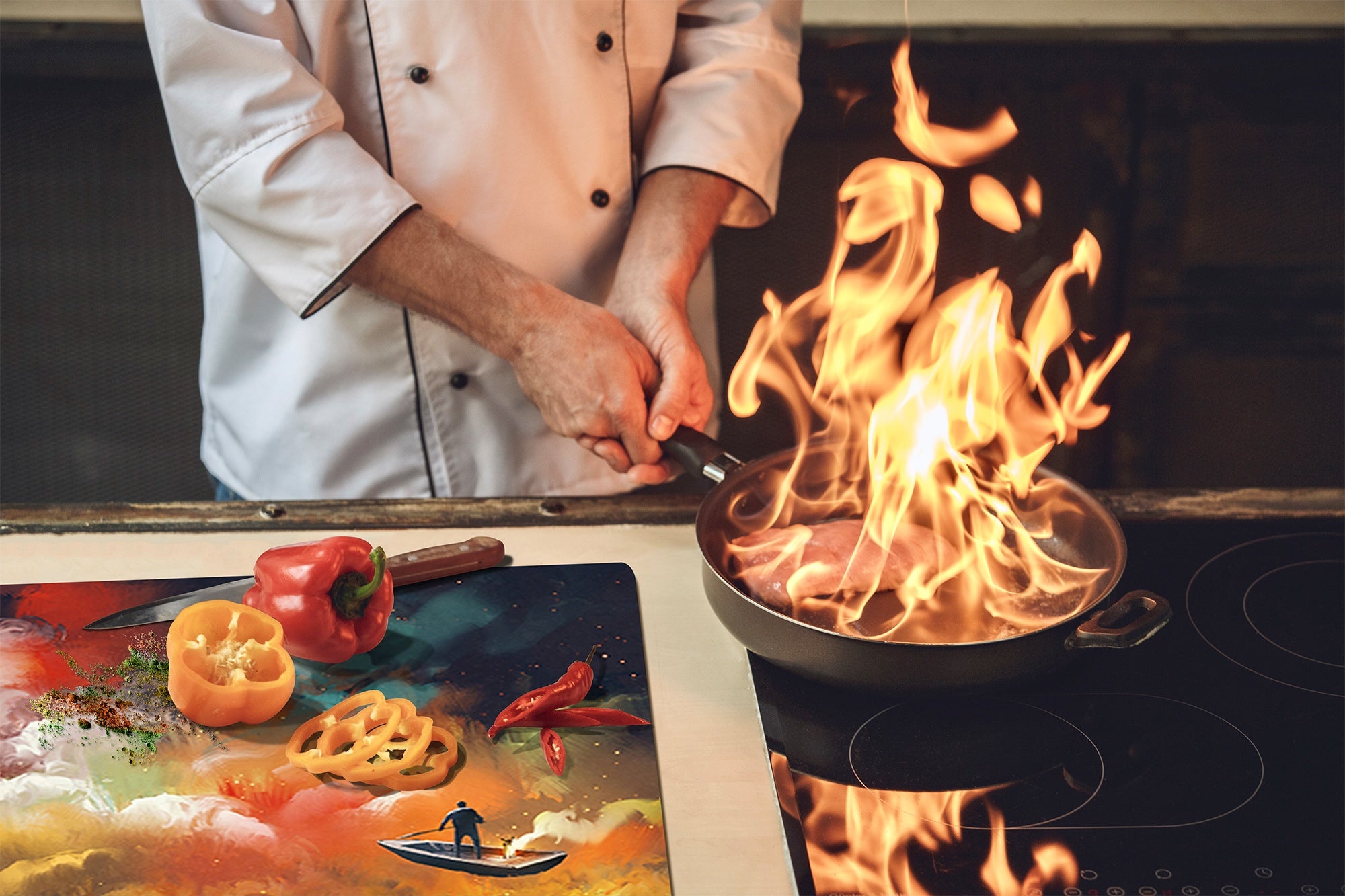 Tabla de cortar - Cubierta de la placa de inducción D04 Serie Bebidas: Cerezas 7