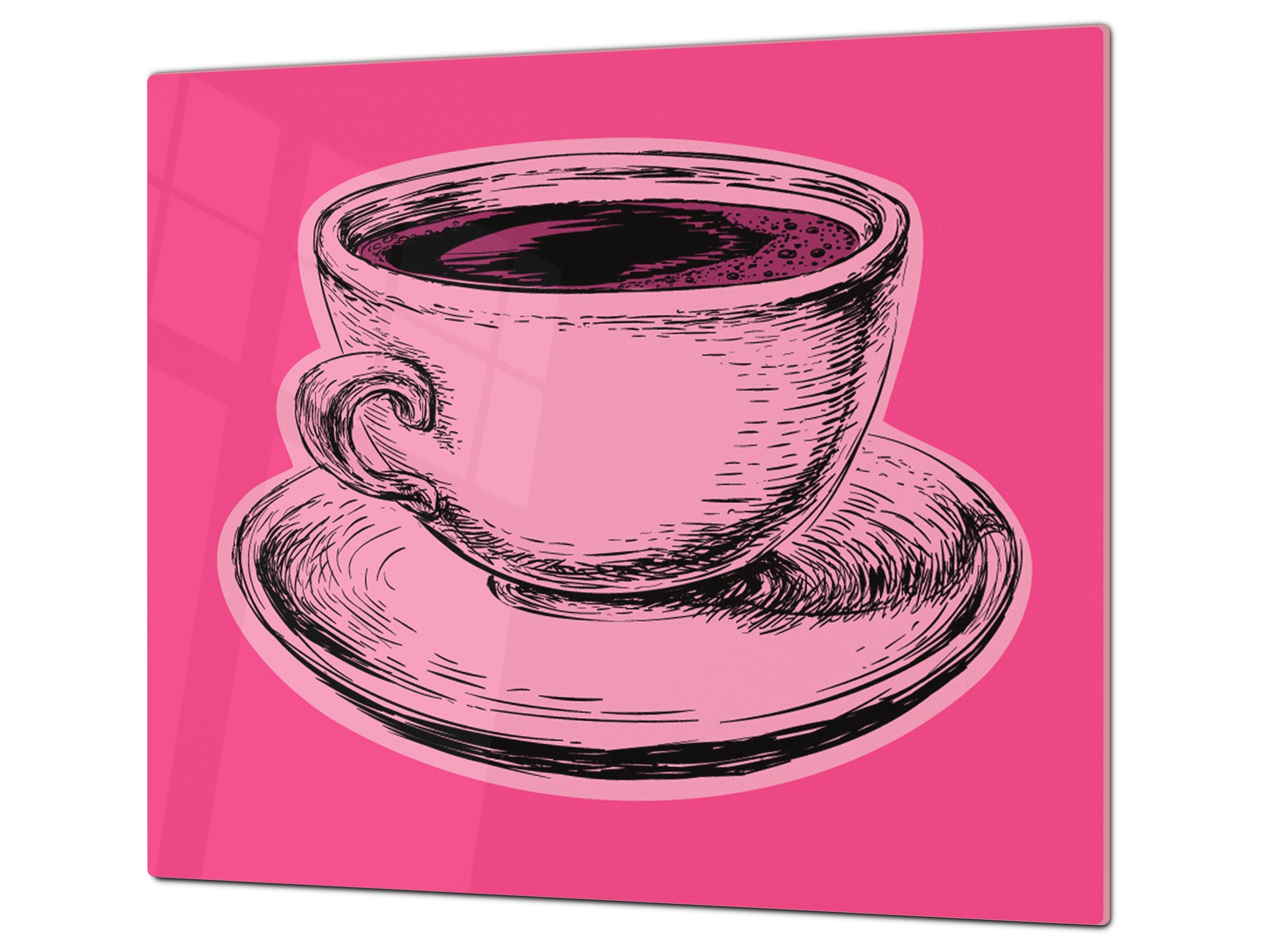KITCHEN BOARD & Induction Cooktop Cover – Glass Pastry Board - Tempered Glass Chopping Board and Serving Tray – DIMENSIONS: SINGLE: 23,62” x 20,47”; DOUBLE: 11,81” x 20,47” – D44 Pop Art Series : Pop Art Cup of Coffee 1