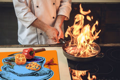 KITCHEN BOARD & Induction Cooktop Cover – Glass Pastry Board - Tempered Glass Chopping Board and Serving Tray – DIMENSIONS: SINGLE: 23,62” x 20,47”; DOUBLE: 11,81” x 20,47” – D44 Pop Art Series : Pop Art Cup of Coffee 6