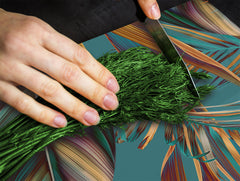 TEMPERED GLASS CHOPPING BOARD – Glass Cutting Board and Worktop Saver; MEASURES: SINGLE: 60 x 52 cm (23,62” x 20,47”); DOUBLE: 30 x 52 cm (11,81” x 20,47”); D36 Textures Series : Tropical wallpaper 1