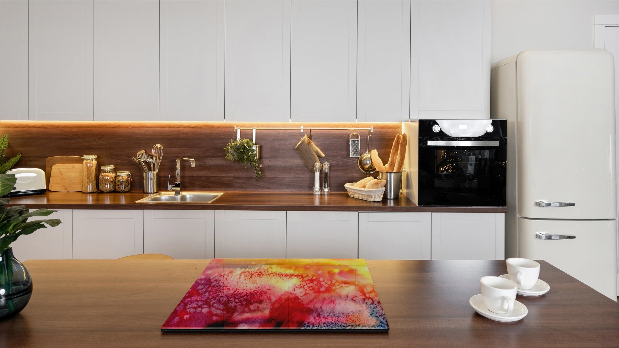 TEMPERED GLASS CHOPPING BOARD – Glass Cutting Board and Worktop Saver; MEASURES: SINGLE: 60 x 52 cm (23,62” x 20,47”); DOUBLE: 30 x 52 cm (11,81” x 20,47”); D36 Textures Series : Abstract multicoloured background