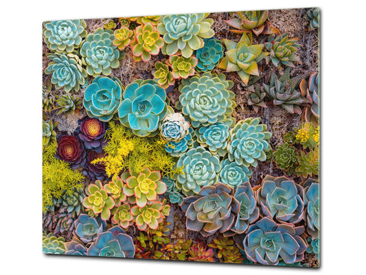 Tempered GLASS Cutting Board – Worktop saver and Pastry Board –- Glass Kitchen Board; MEASURES: SINGLE: 60 x 52 cm (23,62” x 20,47”); DOUBLE: 30 x 52 cm (11,81” x 20,47”); D34 Nature Series: Rock garden 1