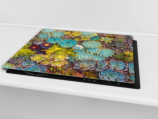 Tempered GLASS Cutting Board – Worktop saver and Pastry Board –- Glass Kitchen Board; MEASURES: SINGLE: 60 x 52 cm (23,62” x 20,47”); DOUBLE: 30 x 52 cm (11,81” x 20,47”); D34 Nature Series: Rock garden 1