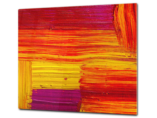 TEMPERED GLASS CHOPPING BOARD – Glass Cutting Board and Worktop Saver; MEASURES: SINGLE: 60 x 52 cm (23,62” x 20,47”); DOUBLE: 30 x 52 cm (11,81” x 20,47”); D36 Textures Series : Abstract colour texture