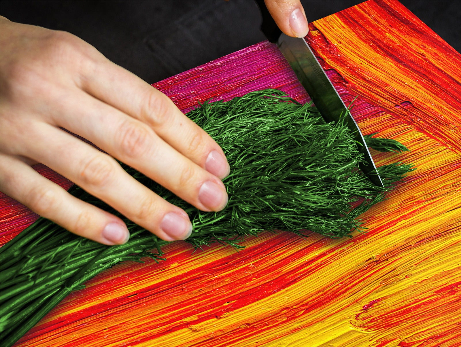 TEMPERED GLASS CHOPPING BOARD – Glass Cutting Board and Worktop Saver; MEASURES: SINGLE: 60 x 52 cm (23,62” x 20,47”); DOUBLE: 30 x 52 cm (11,81” x 20,47”); D36 Textures Series : Abstract colour texture