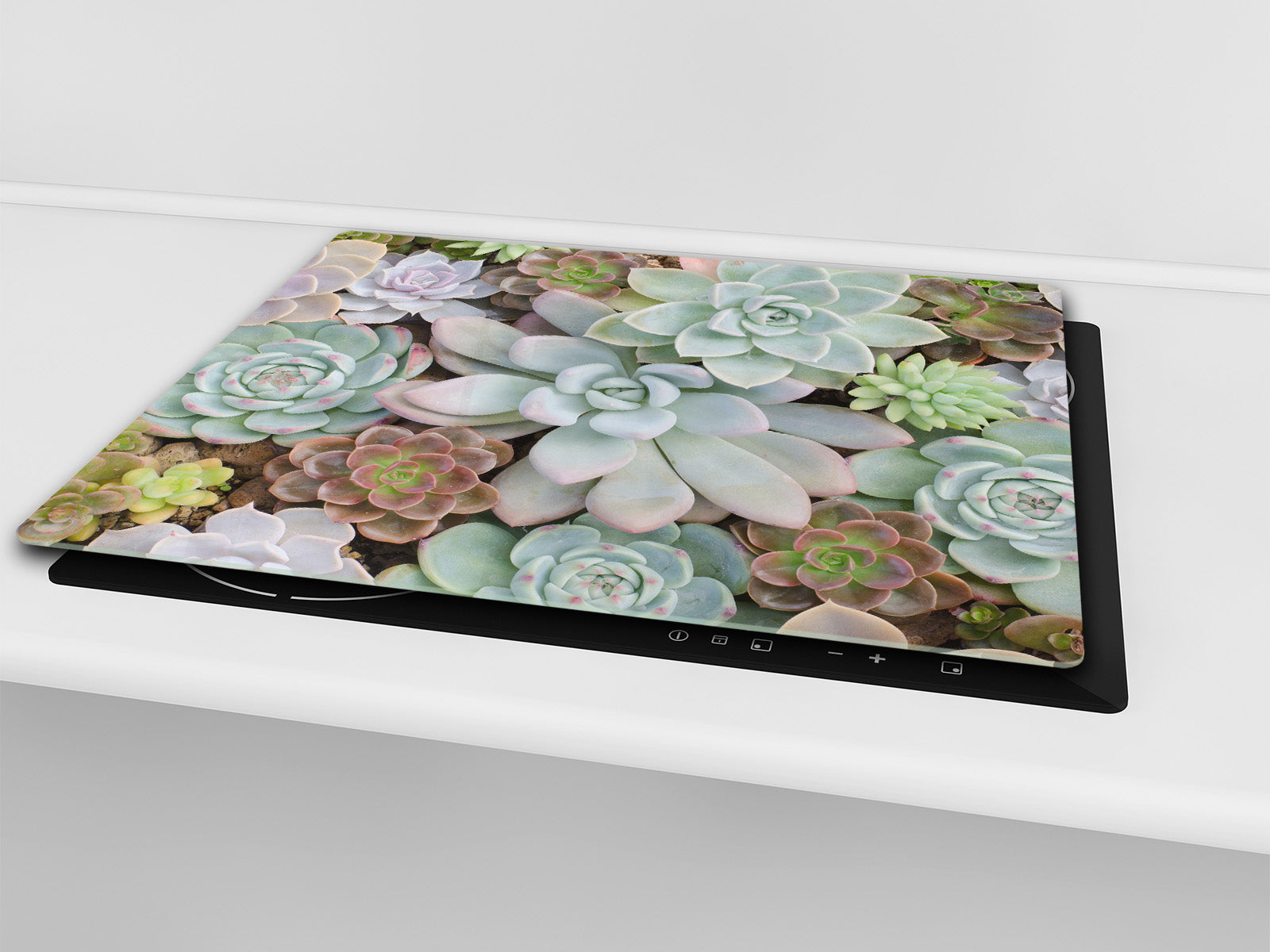 Tempered GLASS Cutting Board – Worktop saver and Pastry Board –- Glass Kitchen Board; MEASURES: SINGLE: 60 x 52 cm (23,62” x 20,47”); DOUBLE: 30 x 52 cm (11,81” x 20,47”); D34 Nature Series: Rock garden 2