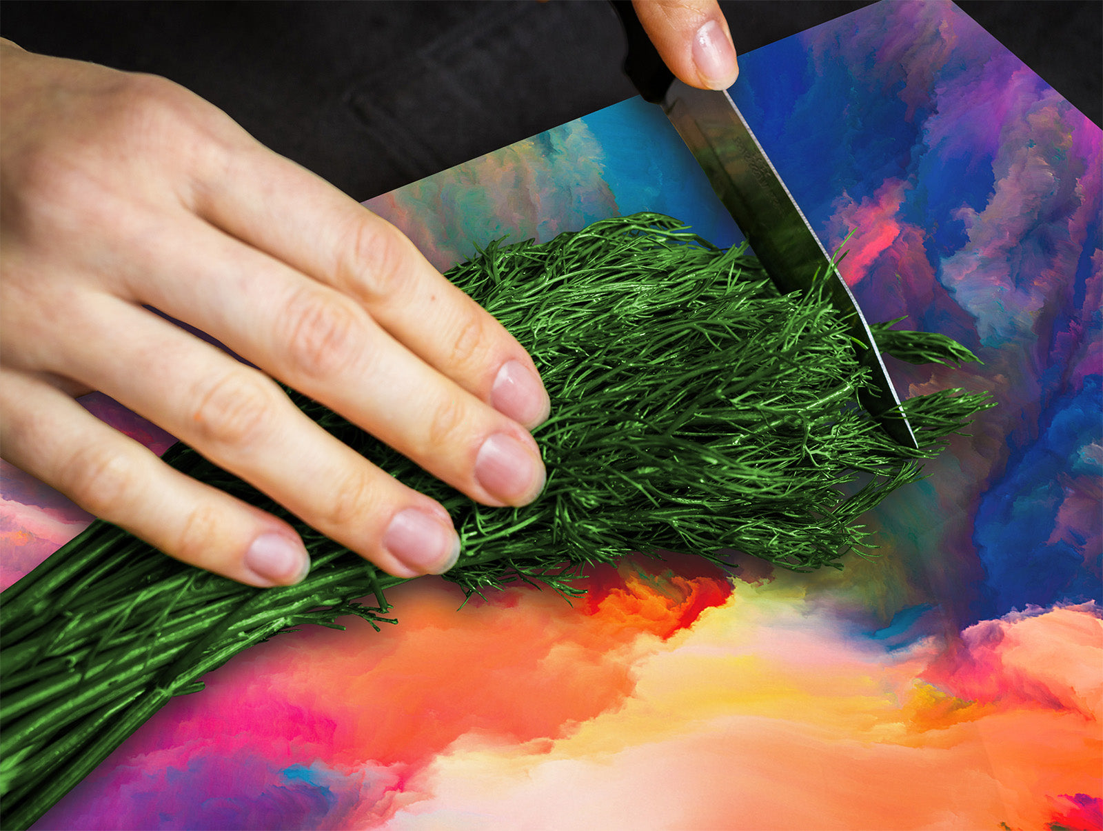 TEMPERED GLASS CHOPPING BOARD – Glass Cutting Board and Worktop Saver; MEASURES: SINGLE: 60 x 52 cm (23,62” x 20,47”); DOUBLE: 30 x 52 cm (11,81” x 20,47”); D36 Textures Series : Colours splash