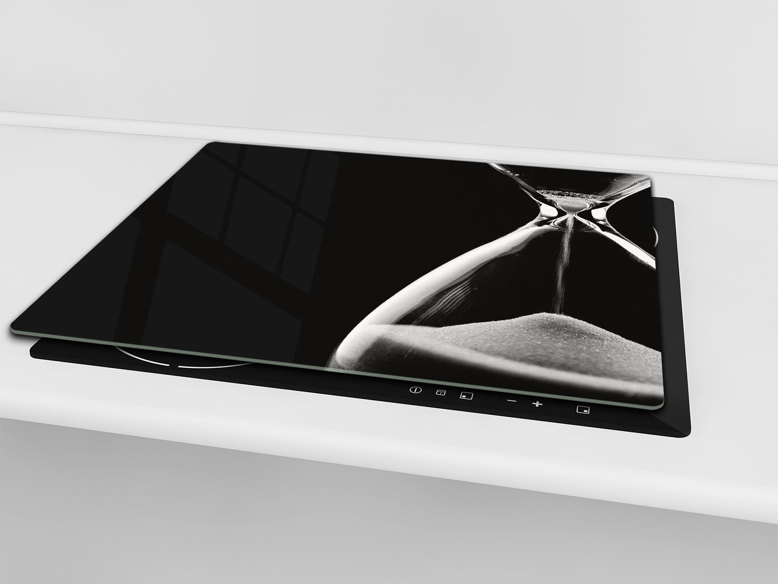 Versatile Tempered Glass Worktop Saver and Induction Cooktop Cover – Durable and Scratch-Resistant – MEASURES: SINGLE: 60 x 52 cm; DOUBLE: 2 x 30 x 52 cm; D41 Abstract Concepts Series 1 : Hourglass in the Void