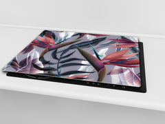 TEMPERED GLASS CHOPPING BOARD – Glass Cutting Board and Worktop Saver; MEASURES: SINGLE: 60 x 52 cm (23,62” x 20,47”); DOUBLE: 30 x 52 cm (11,81” x 20,47”); D36 Textures Series : Tropical wallpaper 3