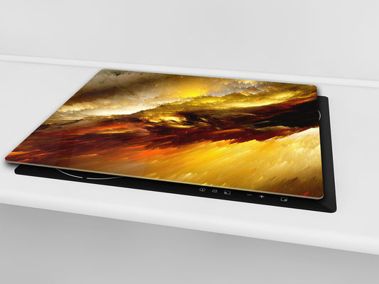 Chopping Board Set - Induction Cooktop Cover –Glass Cutting Board; MEASURES: SINGLE: 60 x 52 cm (23,62” x 20,47”); DOUBLE: 30 x 52 cm (11,81” x 20,47”); D39 Miscellaneous Series : Colourful thunderstorm