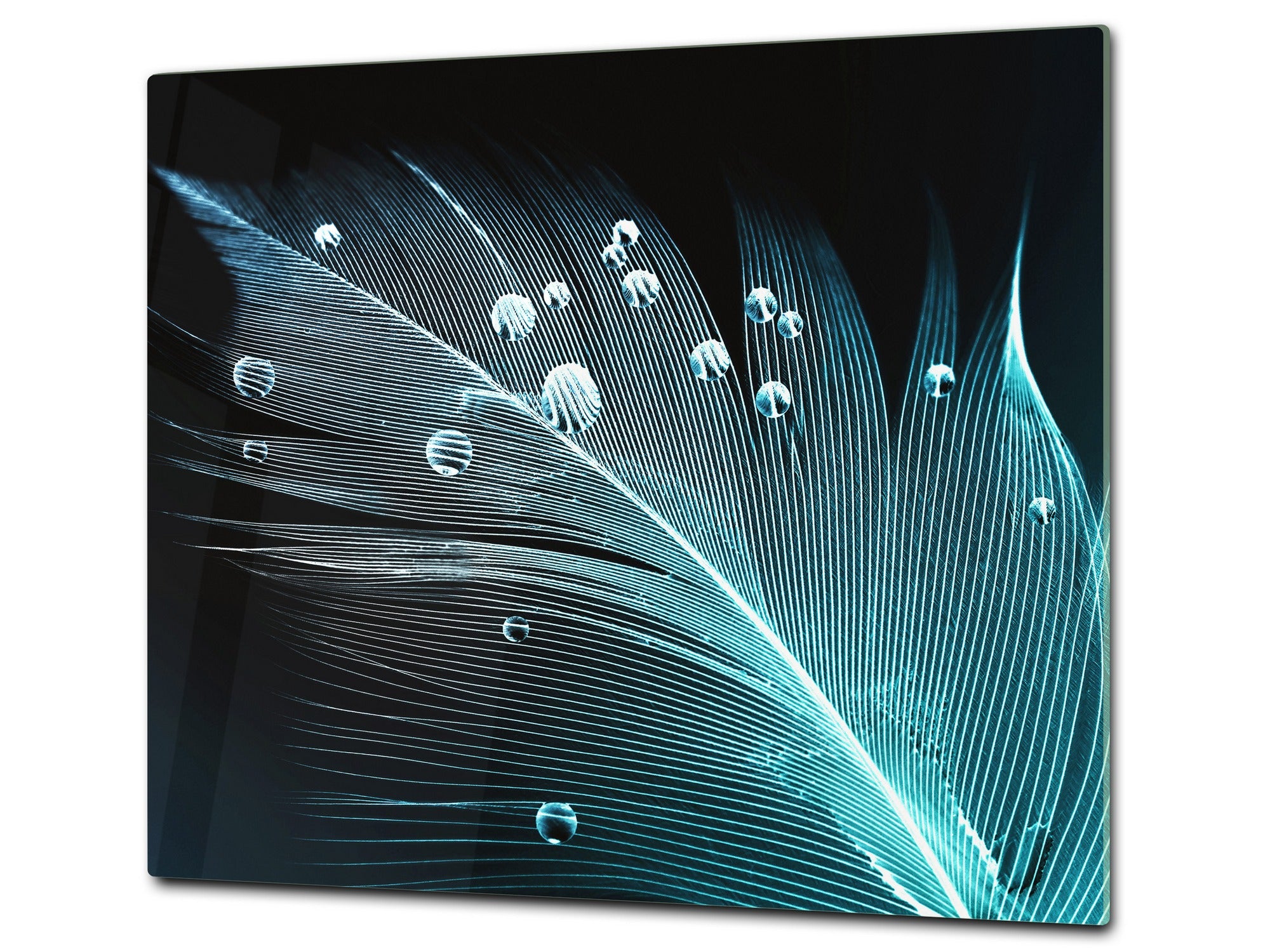 Chopping Board Set - Induction Cooktop Cover –Glass Cutting Board; MEASURES: SINGLE: 60 x 52 cm (23,62” x 20,47”); DOUBLE: 30 x 52 cm (11,81” x 20,47”); D39 Miscellaneous Series : Feather water drops