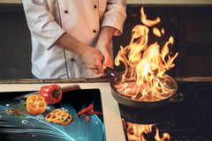 Chopping Board Set - Induction Cooktop Cover –Glass Cutting Board; MEASURES: SINGLE: 60 x 52 cm (23,62” x 20,47”); DOUBLE: 30 x 52 cm (11,81” x 20,47”); D39 Miscellaneous Series : Feather water drops