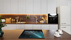 Chopping Board Set - Induction Cooktop Cover –Glass Cutting Board; MEASURES: SINGLE: 60 x 52 cm (23,62” x 20,47”); DOUBLE: 30 x 52 cm (11,81” x 20,47”); D39 Miscellaneous Series : Feather water drops
