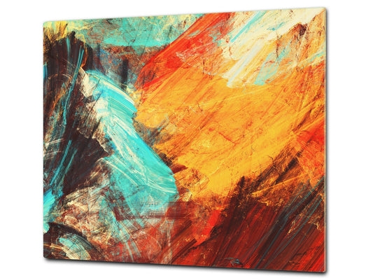 TEMPERED GLASS CHOPPING BOARD – Glass Cutting Board and Worktop Saver; MEASURES: SINGLE: 60 x 52 cm (23,62” x 20,47”); DOUBLE: 30 x 52 cm (11,81” x 20,47”); D36 Textures Series : Modern futuristic pattern