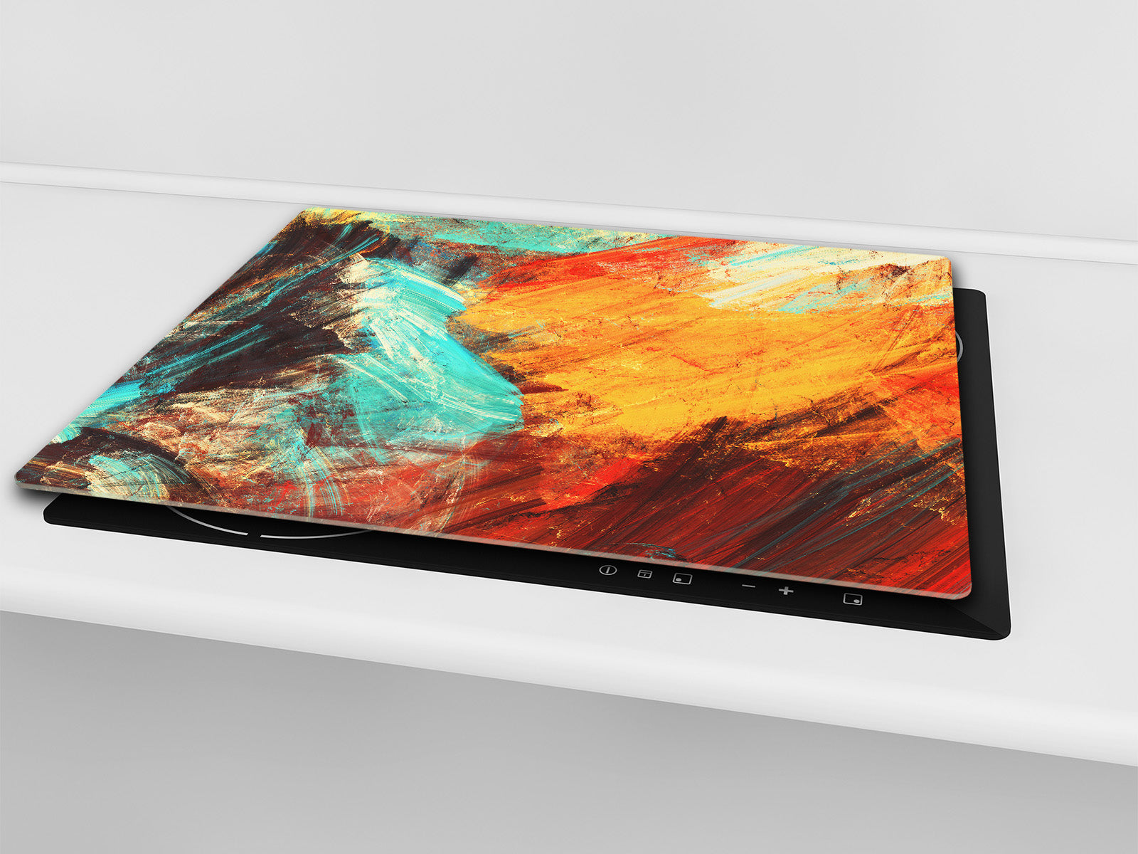 TEMPERED GLASS CHOPPING BOARD – Glass Cutting Board and Worktop Saver; MEASURES: SINGLE: 60 x 52 cm (23,62” x 20,47”); DOUBLE: 30 x 52 cm (11,81” x 20,47”); D36 Textures Series : Modern futuristic pattern