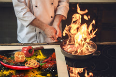 Induction Cooktop Cover –Shatter Resistant Glass Kitchen Board – Hob cover; MEASURES: SINGLE: 60 x 52 cm (23,62” x 20,47”); DOUBLE: 30 x 52 cm (11,81” x 20,47”); D38 Herbs and spices Series : Chilli pepper