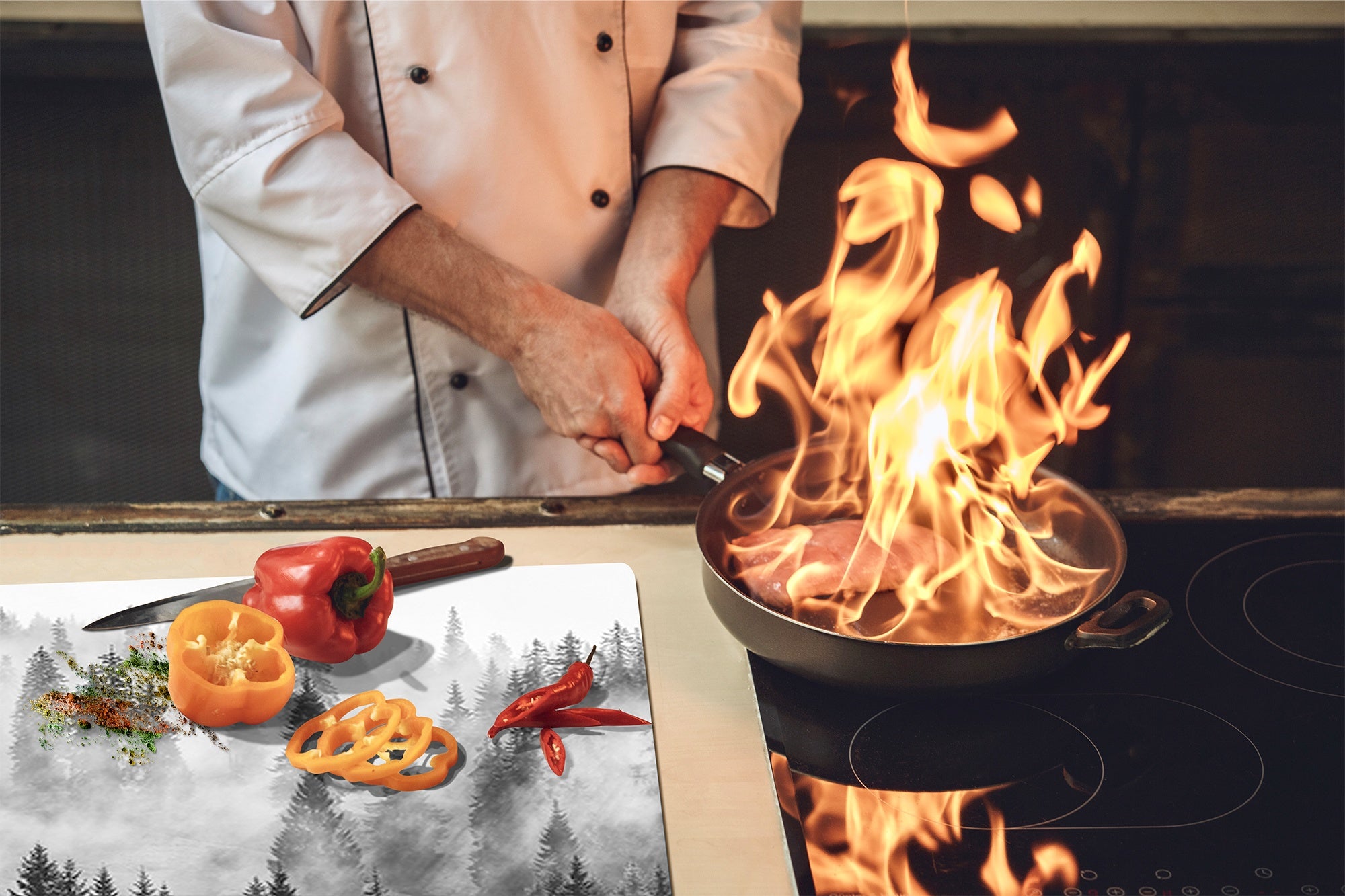 Tabla de cortar - Cubierta de la placa de inducción D04 Serie Bebidas: Cerezas 7