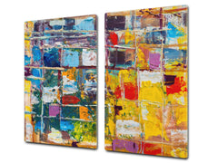 UNIQUE Tempered GLASS Kitchen Board –Scratch Resistant Glass Cutting Board – MEASURES: SINGLE: 60 x 52 cm (23,62” x 20,47”); DOUBLE: 30 x 52 cm (11,81” x 20,47”); D35 Art Series : Abstract art background