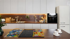 UNIQUE Tempered GLASS Kitchen Board –Scratch Resistant Glass Cutting Board – MEASURES: SINGLE: 60 x 52 cm (23,62” x 20,47”); DOUBLE: 30 x 52 cm (11,81” x 20,47”); D35 Art Series : Abstract art background