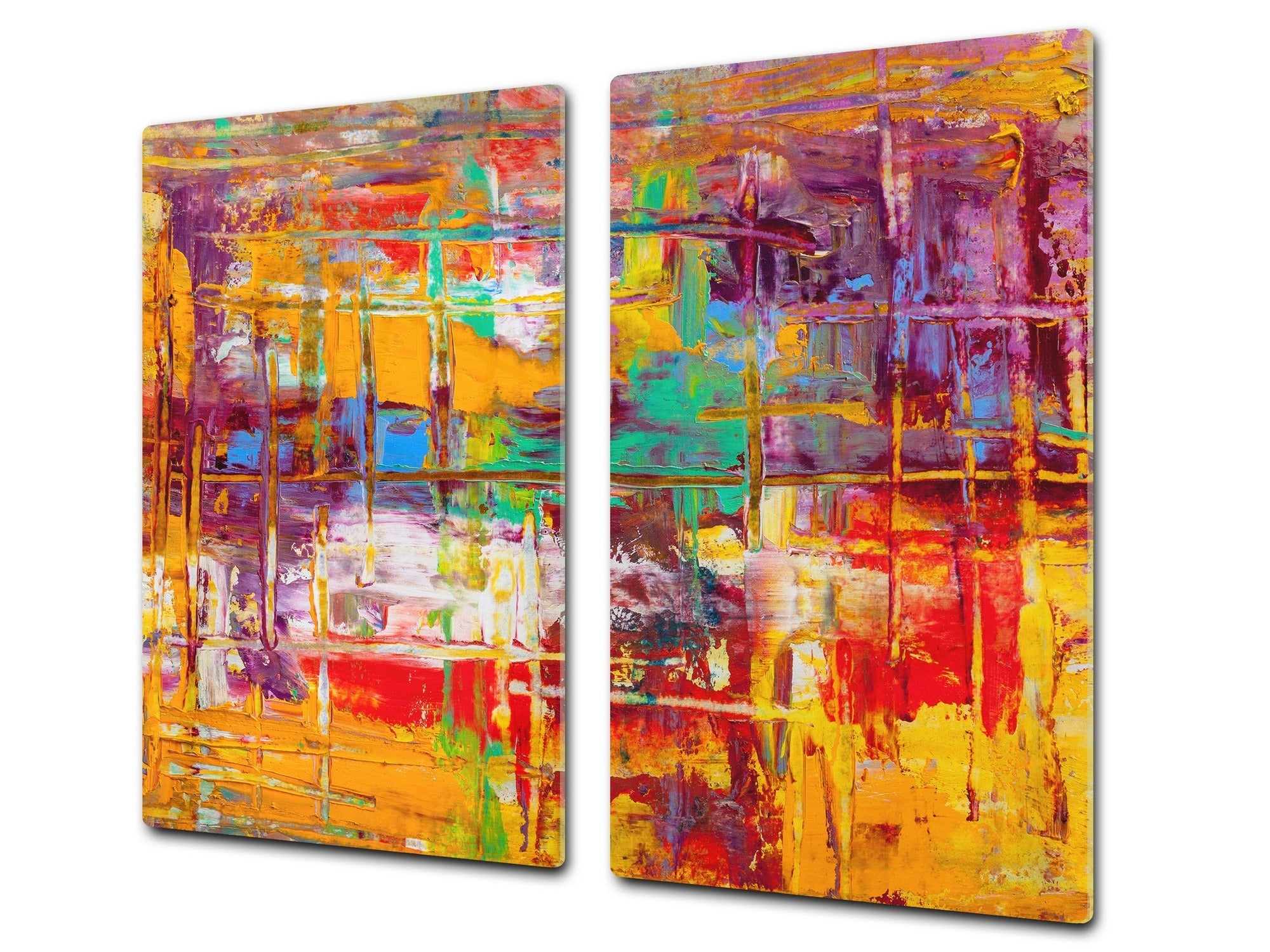 UNIQUE Tempered GLASS Kitchen Board –Scratch Resistant Glass Cutting Board – MEASURES: SINGLE: 60 x 52 cm (23,62” x 20,47”); DOUBLE: 30 x 52 cm (11,81” x 20,47”); D35 Art Series : Abstract art background 2