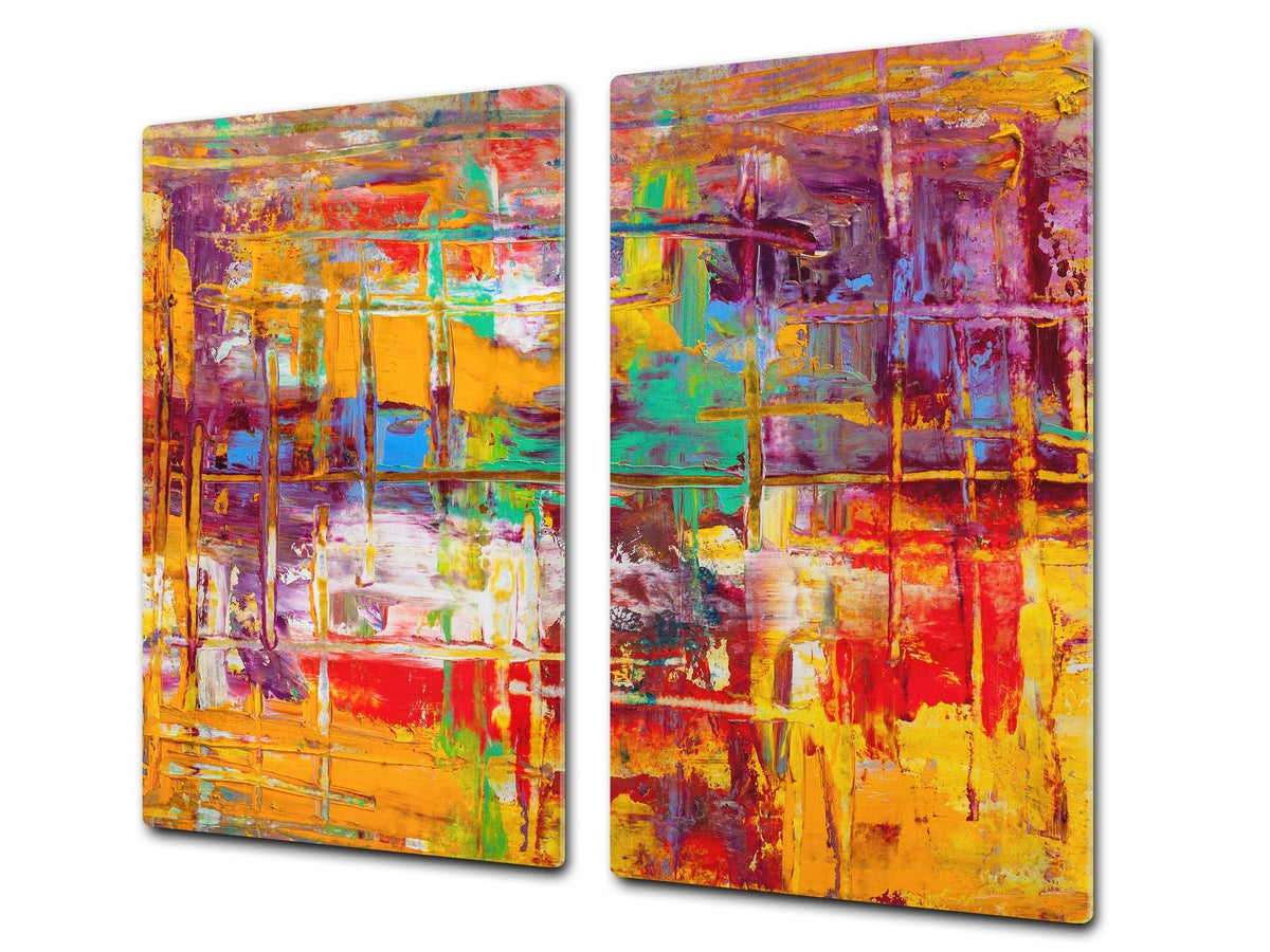 UNIQUE Tempered GLASS Kitchen Board –Scratch Resistant Glass Cutting Board – MEASURES: SINGLE: 60 x 52 cm (23,62” x 20,47”); DOUBLE: 30 x 52 cm (11,81” x 20,47”); D35 Art Series : Abstract art background 2