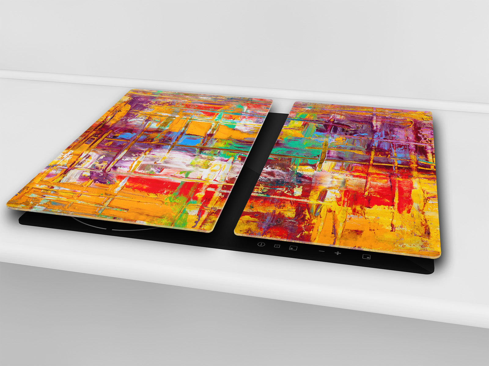 UNIQUE Tempered GLASS Kitchen Board –Scratch Resistant Glass Cutting Board – MEASURES: SINGLE: 60 x 52 cm (23,62” x 20,47”); DOUBLE: 30 x 52 cm (11,81” x 20,47”); D35 Art Series : Abstract art background 2