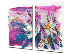 UNIQUE Tempered GLASS Kitchen Board –Scratch Resistant Glass Cutting Board – MEASURES: SINGLE: 60 x 52 cm (23,62” x 20,47”); DOUBLE: 30 x 52 cm (11,81” x 20,47”); D35 Art Series : Bouquet of flowers
