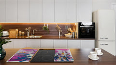 UNIQUE Tempered GLASS Kitchen Board –Scratch Resistant Glass Cutting Board – MEASURES: SINGLE: 60 x 52 cm (23,62” x 20,47”); DOUBLE: 30 x 52 cm (11,81” x 20,47”); D35 Art Series : Bouquet of flowers