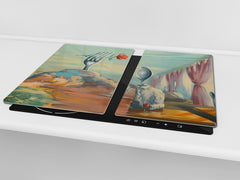 Tempered Glass Multi-Function Board: Cooktop Cover, Pastry and Hot Pot Stand and Worktop Saver – MEASURES: SINGLE: 60 x 52 cm; DOUBLE: 2 x 30 x 52 cm; D43 Abstract Concepts Series 2 : A Date in a Different Dimension