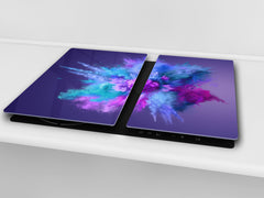 UNIQUE Tempered GLASS Kitchen Board –Scratch Resistant Glass Cutting Board – MEASURES: SINGLE: 60 x 52 cm (23,62” x 20,47”); DOUBLE: 30 x 52 cm (11,81” x 20,47”); D35 Art Series : Colour explosion 1