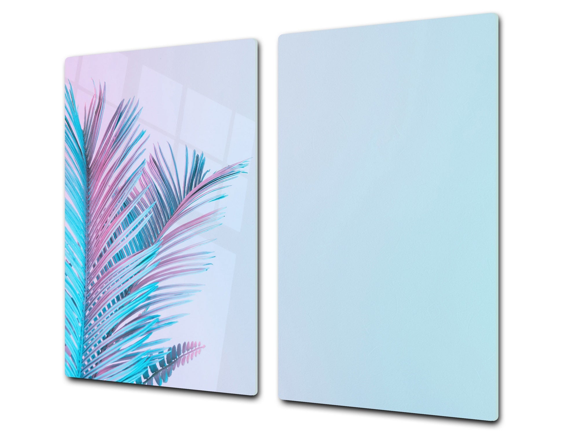 Tempered GLASS Cutting Board – Worktop saver and Pastry Board –- Glass Kitchen Board; MEASURES: SINGLE: 60 x 52 cm (23,62” x 20,47”); DOUBLE: 30 x 52 cm (11,81” x 20,47”); D34 Nature Series: Tropical leaves