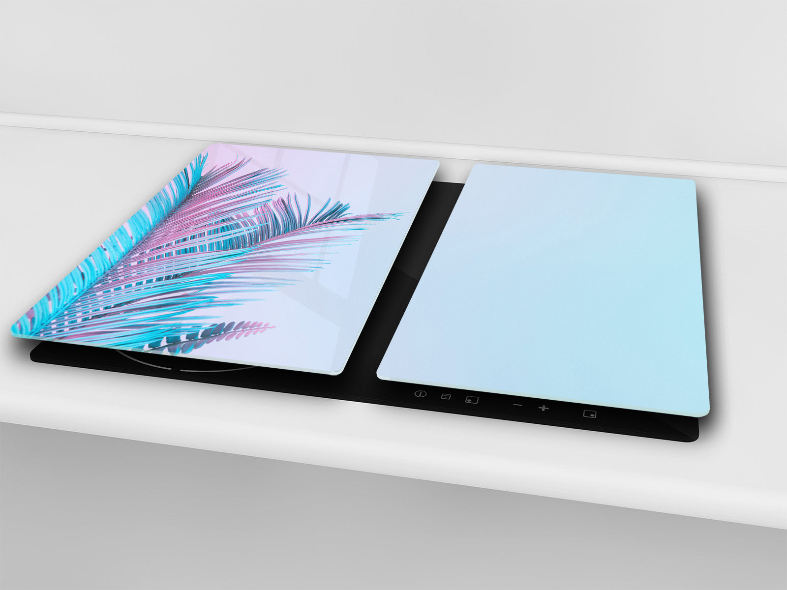 Tempered GLASS Cutting Board – Worktop saver and Pastry Board –- Glass Kitchen Board; MEASURES: SINGLE: 60 x 52 cm (23,62” x 20,47”); DOUBLE: 30 x 52 cm (11,81” x 20,47”); D34 Nature Series: Tropical leaves