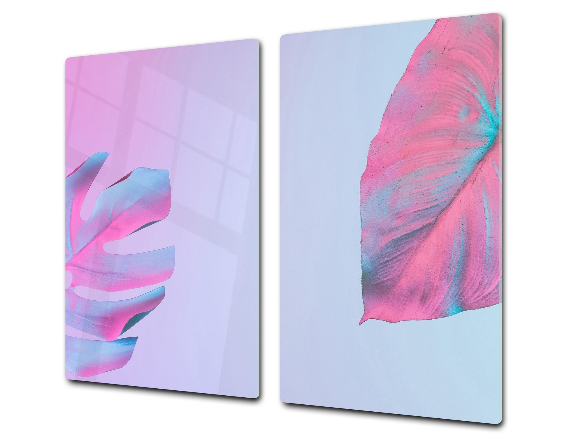 Tempered GLASS Cutting Board – Worktop saver and Pastry Board –- Glass Kitchen Board; MEASURES: SINGLE: 60 x 52 cm (23,62” x 20,47”); DOUBLE: 30 x 52 cm (11,81” x 20,47”); D34 Nature Series: Monstera deliciosa 1