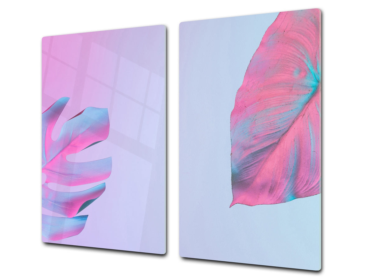 Tempered GLASS Cutting Board – Worktop saver and Pastry Board –- Glass Kitchen Board; MEASURES: SINGLE: 60 x 52 cm (23,62” x 20,47”); DOUBLE: 30 x 52 cm (11,81” x 20,47”); D34 Nature Series: Monstera deliciosa 1