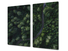 Chopping Board Set - Induction Cooktop Cover –Glass Cutting Board; MEASURES: SINGLE: 60 x 52 cm (23,62” x 20,47”); DOUBLE: 30 x 52 cm (11,81” x 20,47”); D39 Miscellaneous Series : Forest road