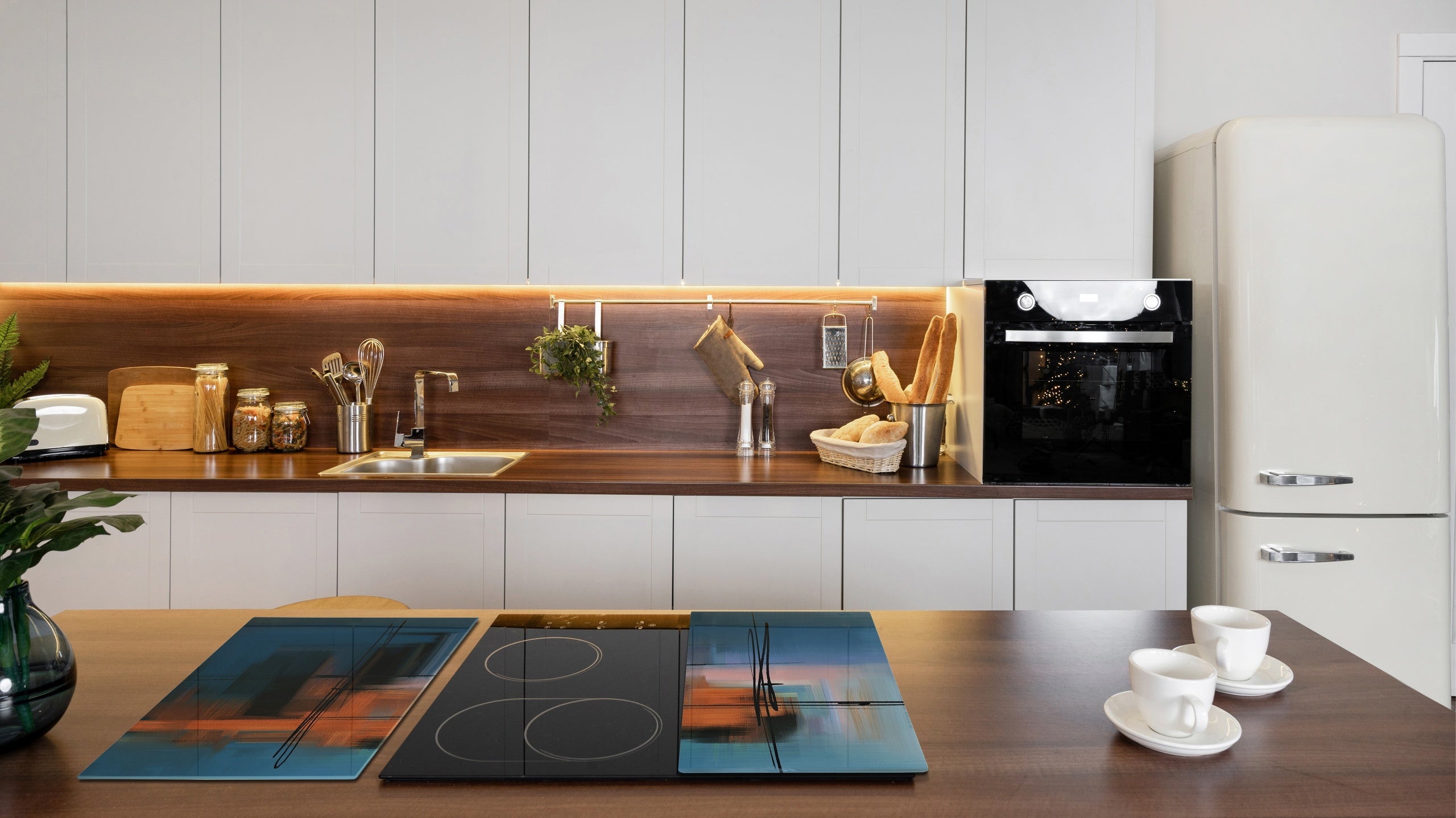 Chopping Board - Induction Cooktop Cover - Glass Cutting Board – Impact & Shatter Resistant – MEASURES: SINGLE: 60 x 52 cm; DOUBLE: 2 x 30 x 52 cm; D42 Modern Art Series : Blurry Landscape