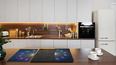 Chopping Board - Induction Cooktop Cover - Glass Cutting Board – Impact & Shatter Resistant – MEASURES: SINGLE: 60 x 52 cm; DOUBLE: 2 x 30 x 52 cm; D42 Modern Art Series : Circle of Zodiac