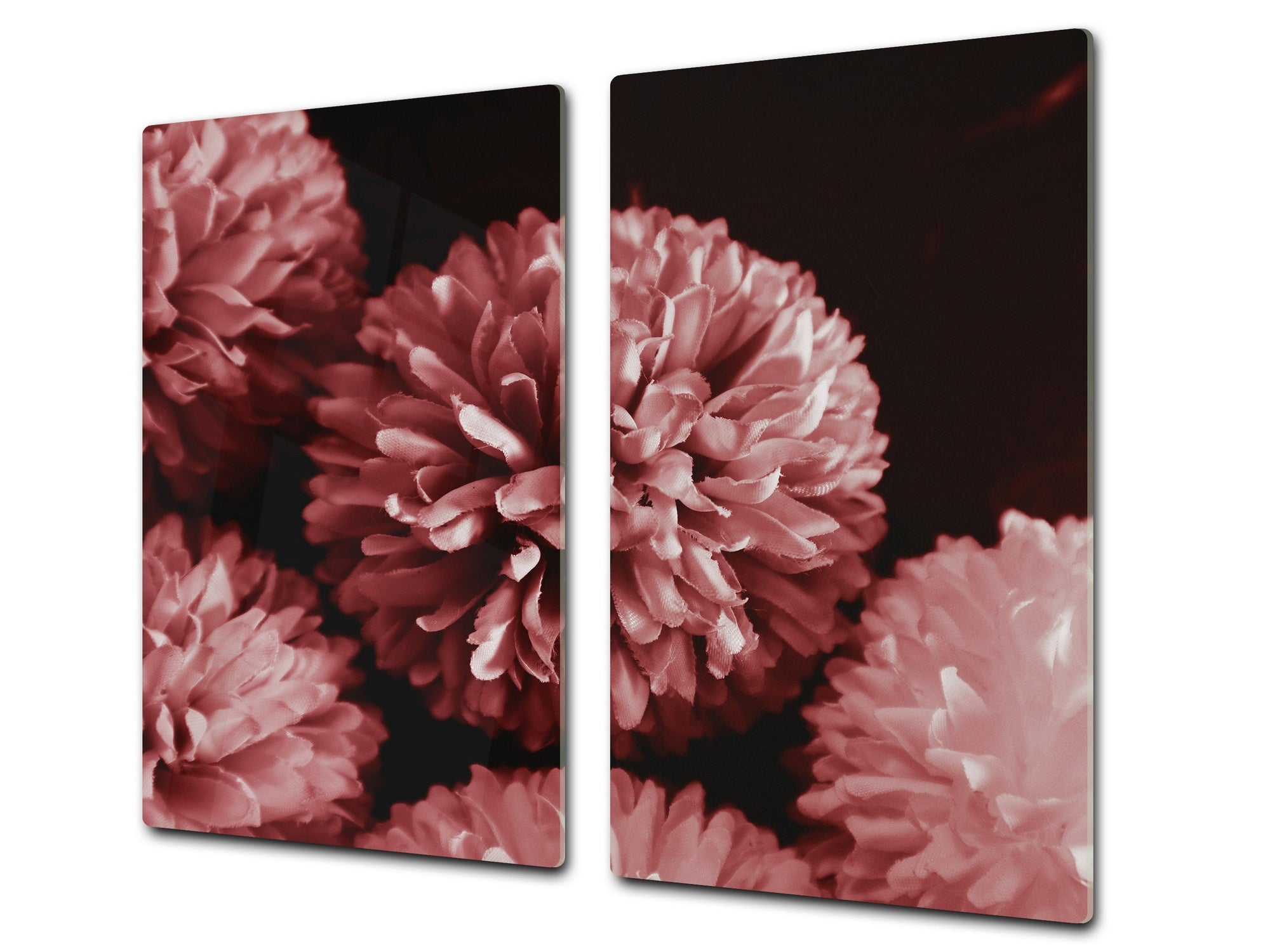 Tempered GLASS Cutting Board – Worktop saver and Pastry Board –- Glass Kitchen Board; MEASURES: SINGLE: 60 x 52 cm (23,62” x 20,47”); DOUBLE: 30 x 52 cm (11,81” x 20,47”); D34 Nature Series: Pink flower frame
