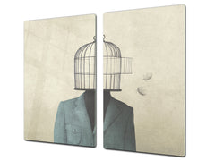 Tempered Glass Multi-Function Board: Cooktop Cover, Pastry and Hot Pot Stand and Worktop Saver – MEASURES: SINGLE: 60 x 52 cm; DOUBLE: 2 x 30 x 52 cm; D43 Abstract Concepts Series 2 : An Illusion of Freedom