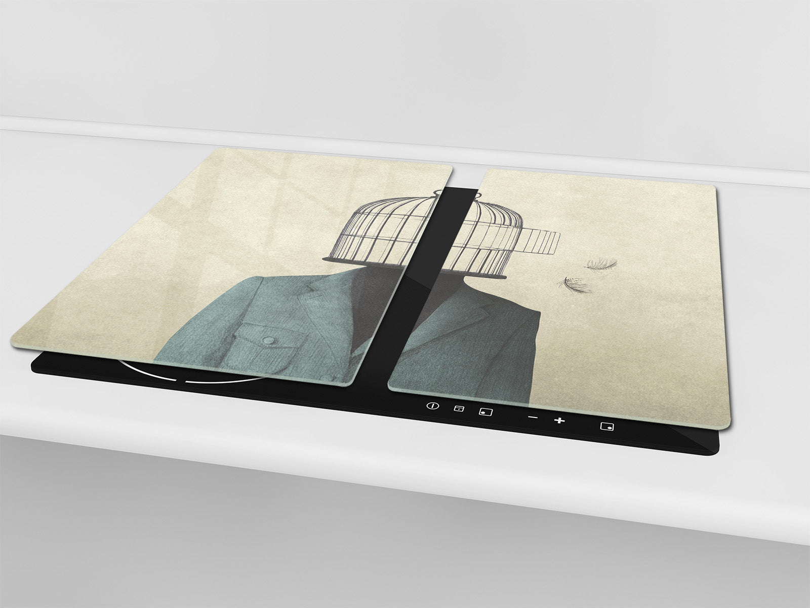 Tempered Glass Multi-Function Board: Cooktop Cover, Pastry and Hot Pot Stand and Worktop Saver – MEASURES: SINGLE: 60 x 52 cm; DOUBLE: 2 x 30 x 52 cm; D43 Abstract Concepts Series 2 : An Illusion of Freedom