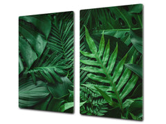 Tempered GLASS Cutting Board – Worktop saver and Pastry Board –- Glass Kitchen Board; MEASURES: SINGLE: 60 x 52 cm (23,62” x 20,47”); DOUBLE: 30 x 52 cm (11,81” x 20,47”); D34 Nature Series: Dark tropical nature