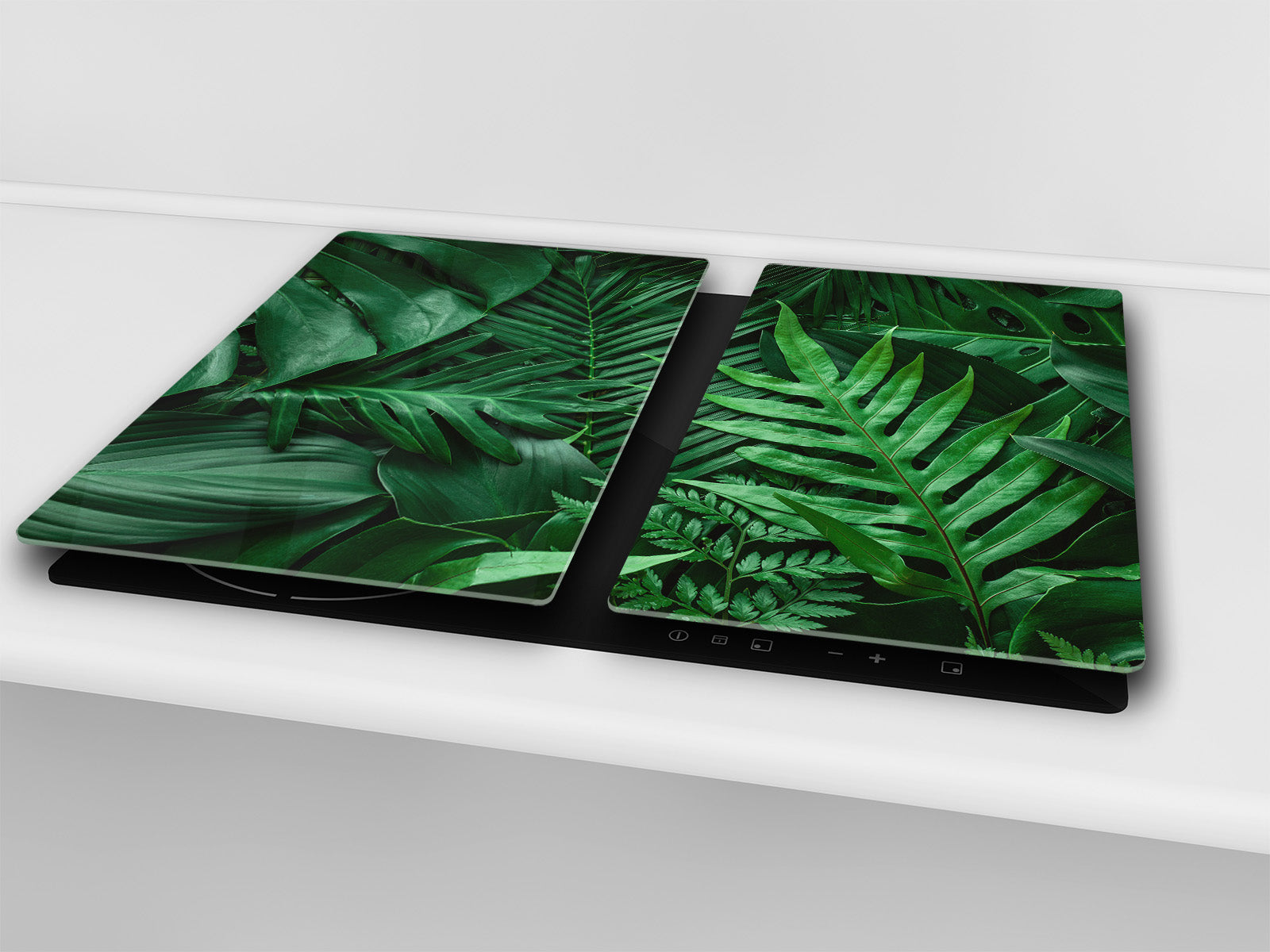 Tempered GLASS Cutting Board – Worktop saver and Pastry Board –- Glass Kitchen Board; MEASURES: SINGLE: 60 x 52 cm (23,62” x 20,47”); DOUBLE: 30 x 52 cm (11,81” x 20,47”); D34 Nature Series: Dark tropical nature