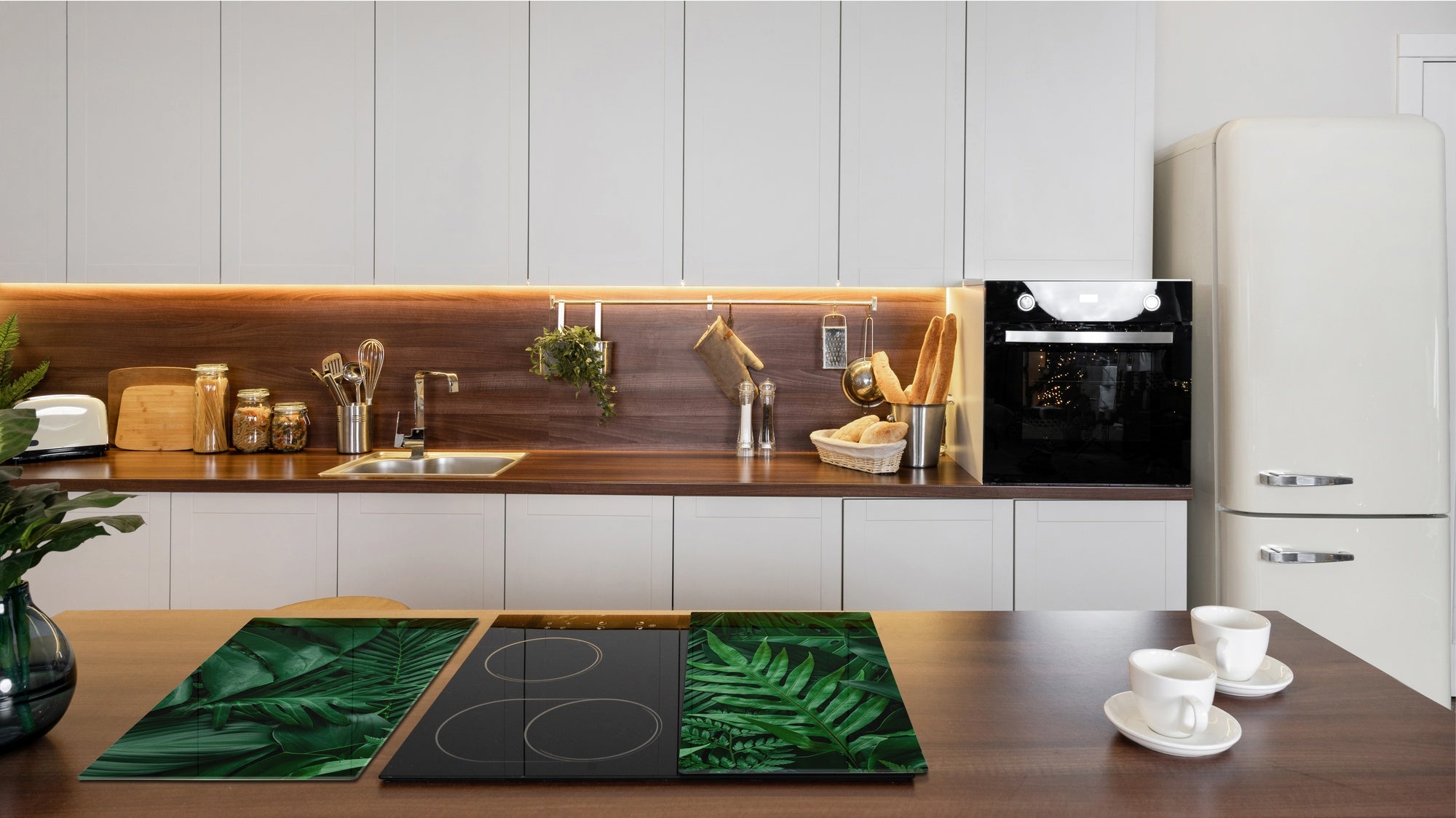 Tempered GLASS Cutting Board – Worktop saver and Pastry Board –- Glass Kitchen Board; MEASURES: SINGLE: 60 x 52 cm (23,62” x 20,47”); DOUBLE: 30 x 52 cm (11,81” x 20,47”); D34 Nature Series: Dark tropical nature