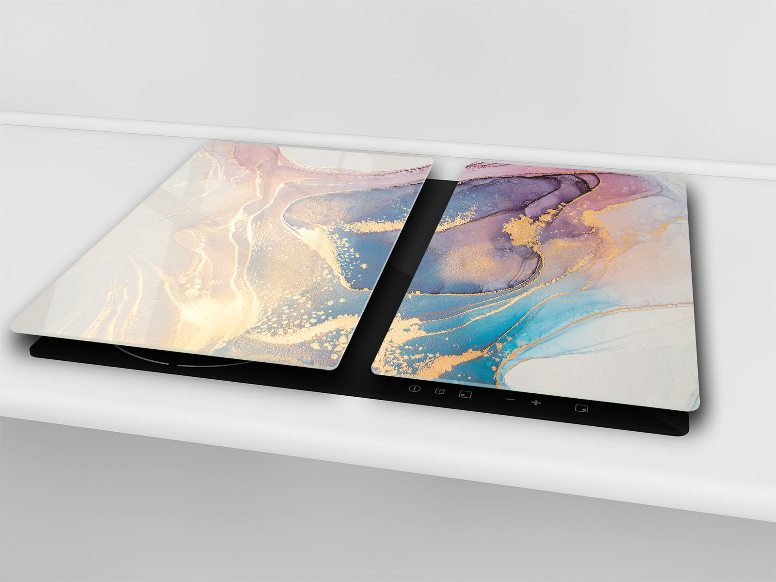 UNIQUE Tempered GLASS Kitchen Board –Scratch Resistant Glass Cutting Board – MEASURES: SINGLE: 60 x 52 cm (23,62” x 20,47”); DOUBLE: 30 x 52 cm (11,81” x 20,47”); D35 Art Series : Liquid colours 1