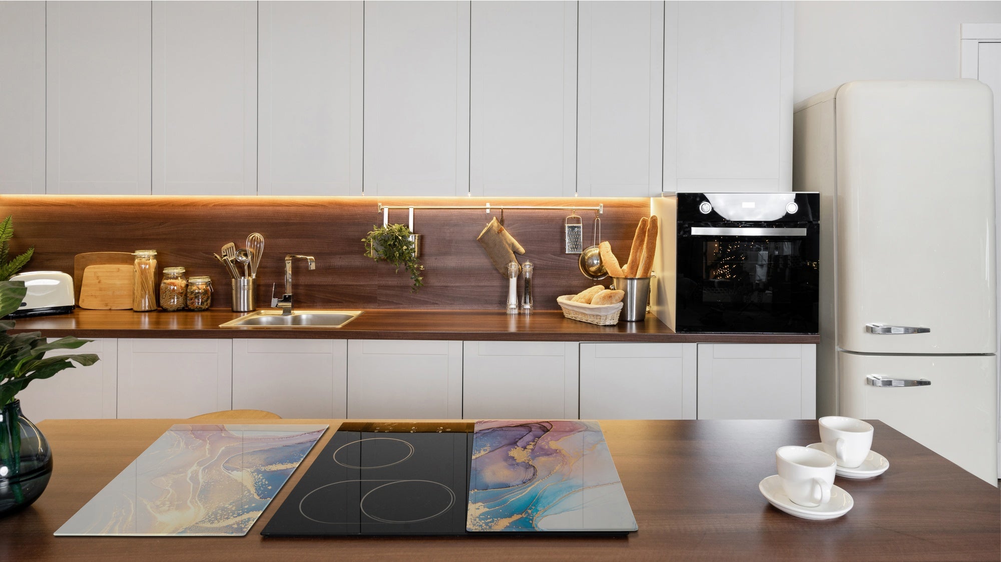 UNIQUE Tempered GLASS Kitchen Board –Scratch Resistant Glass Cutting Board – MEASURES: SINGLE: 60 x 52 cm (23,62” x 20,47”); DOUBLE: 30 x 52 cm (11,81” x 20,47”); D35 Art Series : Liquid colours 1