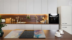 UNIQUE Tempered GLASS Kitchen Board –Scratch Resistant Glass Cutting Board – MEASURES: SINGLE: 60 x 52 cm (23,62” x 20,47”); DOUBLE: 30 x 52 cm (11,81” x 20,47”); D35 Art Series : Liquid colours 1