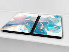 UNIQUE Tempered GLASS Kitchen Board –Scratch Resistant Glass Cutting Board – MEASURES: SINGLE: 60 x 52 cm (23,62” x 20,47”); DOUBLE: 30 x 52 cm (11,81” x 20,47”); D35 Art Series : Liquid colours 2