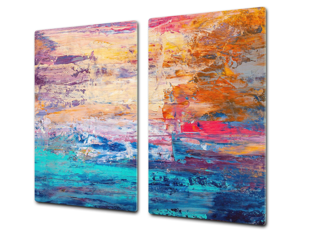UNIQUE Tempered GLASS Kitchen Board –Scratch Resistant Glass Cutting Board – MEASURES: SINGLE: 60 x 52 cm (23,62” x 20,47”); DOUBLE: 30 x 52 cm (11,81” x 20,47”); D35 Art Series : Abstract art background 7